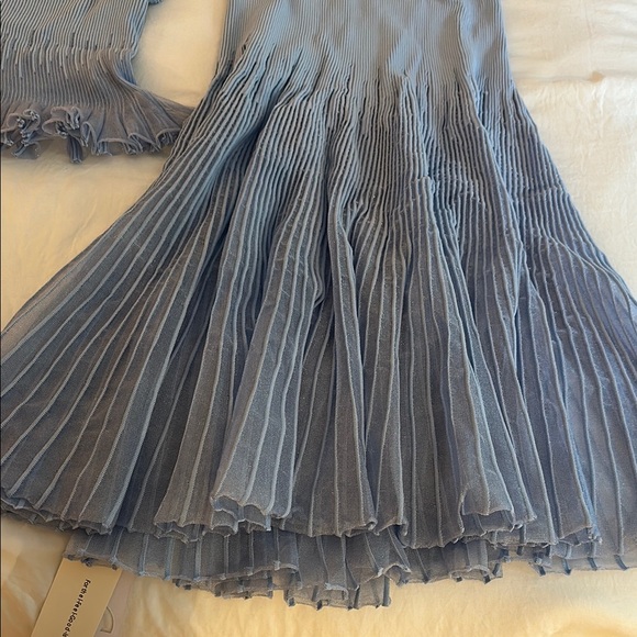 Light Blue Ribbed Knit Ruffle Set - Picture 7 of 8